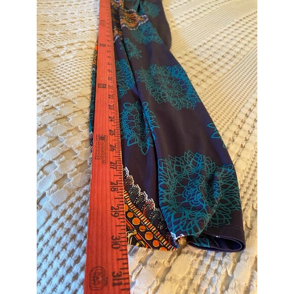 Bobbie Brooks Navy Patterened Silky Feel Wide Plazzo Stretchy Size Medium Pants - Picture 9 of 10